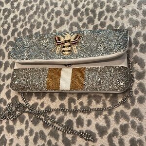 Silver and Gold Beaded Clutch